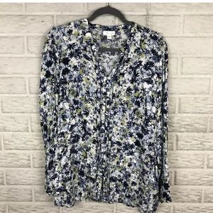 J. Jill Womens Button Down Blouse Medium Pintuck